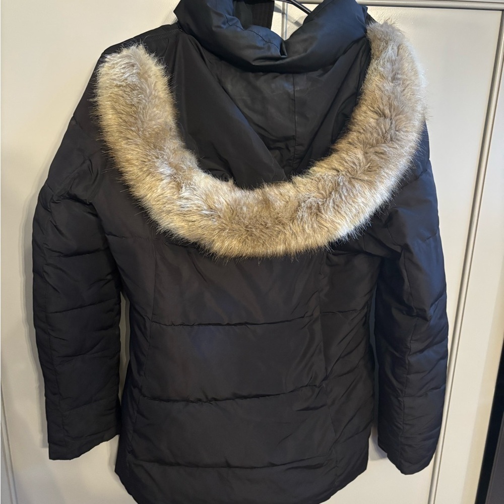 Michael Kors Women's S Faux-Fur-Trim Hooded Down Puffer Coat Black M0904 - Picture 4 of 5